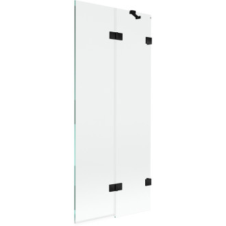 Mexen Lunar vaňová zástena pravá, 2 krídla, 80 x 150 cm, priehľadná, čierna - 897-080-100-70-00-P