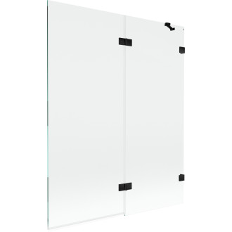 Mexen Lunar vaňová zástena pravá, 2 krídla, 140 x 150 cm, priehľadná, čierna - 897-140-100-70-00-P