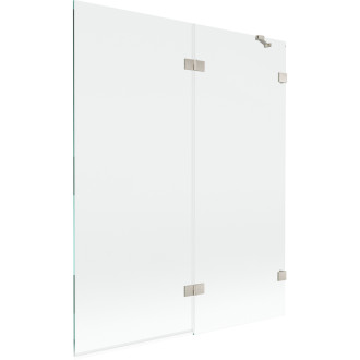 Vaňová zástena Mexen Lunar 2-krídla pravá 140 x 150 cm, priehľadná, kartáčovaný nikel - 897-140-100-97-00-P