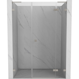 Sprchové dvere Mexen Lunar L s pravými pántami 145 cm, priehľadné, kartáčovaný nikel - 834SL-145-050-97-00-P