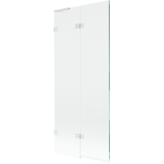 Mexen Lunar L 2dielna ľavá vaňová zástena 80 x 150 cm, priehľadná, biela - 897L-080-100-20-00-L