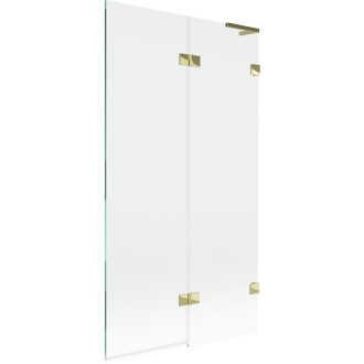 Mexen Lunar L 2dielna pravá vaňová zástena 100 x 150 cm, priehľadná, zlatá - 897L-100-100-50-00-P