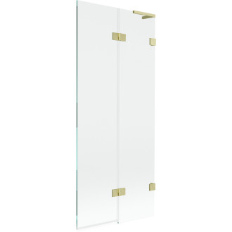 Mexen Lunar L vaňová zástena s 2 krídlami pravá 80 x 150 cm, priehľadná, kartáčované zlato - 897L-080-100-55-00-P