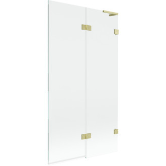 Mexen Lunar L vaňová zástena s 2 krídlami pravá 100 x 150 cm, priehľadná, kartáčované zlato - 897L-100-100-55-00-P