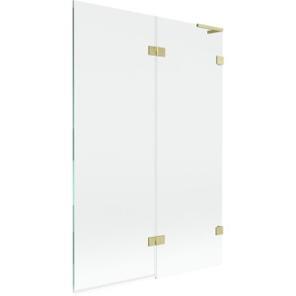 Mexen Lunar L vaňová zástena s 2 krídlami pravá 120 x 150 cm, priehľadná, kartáčované zlato - 897L-120-100-55-00-P