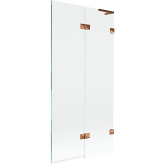 Mexen Lunar L vaňová zástena s 2 krídlami pravá 90 x 150 cm, priehľadná, ružové zlato - 897L-090-100-60-00-P