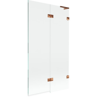 Mexen Lunar L 2dielna pravá vaňová zástena 100 x 150 cm, priehľadná, ružové zlato - 897L-100-100-60-00-P