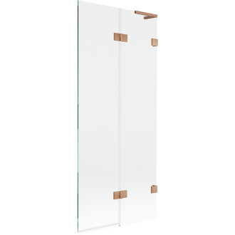 Mexen Lunar L vaňová zástena s 2 krídlami pravá 80 x 150 cm, priehľadná, kartáčovaná meď - 897L-080-100-65-00-P