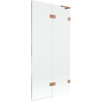 Mexen Lunar L vaňová zástena s 2 krídlami pravá 90 x 150 cm, priehľadná, kartáčovaná meď - 897L-090-100-65-00-P