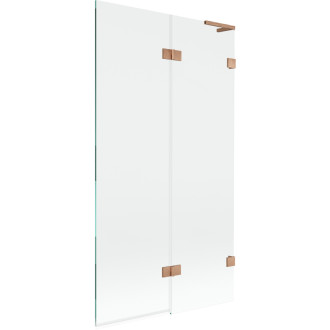 Mexen Lunar L vaňová zástena s 2 krídlami pravá 100 x 150 cm, priehľadná, kartáčovaná meď - 897L-100-100-65-00-P