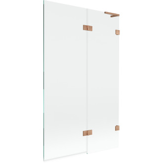 Mexen Lunar L vaňová zástena s 2 krídlami pravá 110 x 150 cm, priehľadná, kartáčovaná meď - 897L-110-100-65-00-P