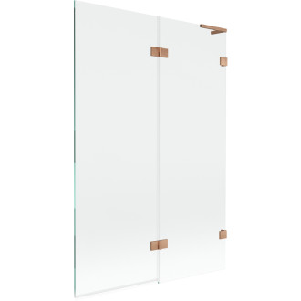 Mexen Lunar L vaňová zástena s 2 krídlami pravá 120 x 150 cm, priehľadná, kartáčovaná meď - 897L-120-100-65-00-P