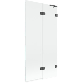 Mexen Lunar L 2dielna pravá vaňová zástena 90 x 150 cm, priehľadná, kartáčovaná pištoľovo sivá - 897L-090-100-66-00-P