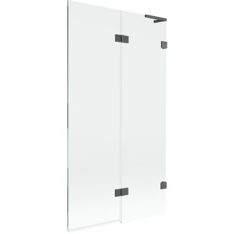 Mexen Lunar L 2dielna pravá vaňová zástena 100 x 150 cm, priehľadná, kartáčovaná pištoľovo sivá - 897L-100-100-66-00-P