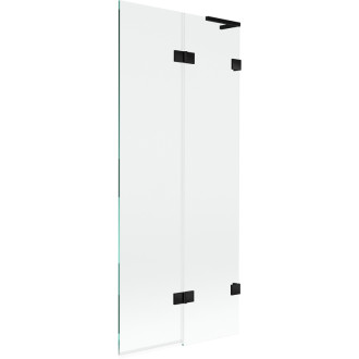 Mexen Lunar L 2dielna pravá vaňová zástena 80 x 150 cm, priehľadná, čierna - 897L-080-100-70-00-P