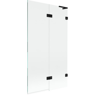 Mexen Lunar L 2dielna pravá vaňová zástena 100 x 150 cm, priehľadná, čierna - 897L-100-100-70-00-P