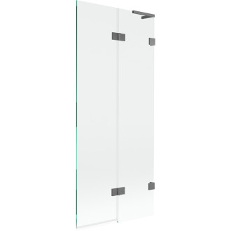 Mexen Lunar L 2dielna pravá vaňová zástena 80 x 150 cm, priehľadná, strieborná - 897L-080-100-95-00-P