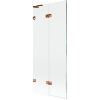 Mexen Lunar L vaňová zástena s 2 krídlami, ľavá, 80 x 150 cm, priehľadná, ružové zlato - 897L-080-100-60-00-L