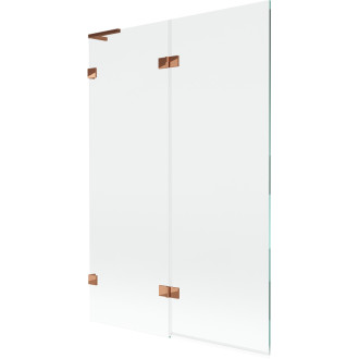 Mexen Lunar L 2dielna ľavá vaňová zástena 120 x 150 cm, priehľadná, ružové zlato - 897L-120-100-60-00-L