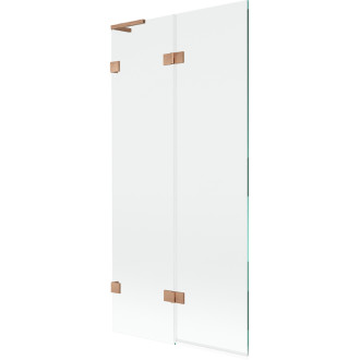 Mexen Lunar L vaňová zástena s 2 krídlami vľavo 90 x 150 cm, priehľadná, kartáčovaná meď - 897L-090-100-65-00-L