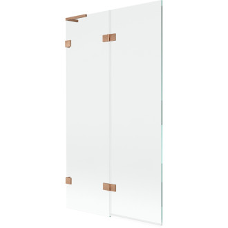Mexen Lunar L vaňová zástena s 2 krídlami, ľavá, 100 x 150 cm, priehľadná, kartáčovaná meď - 897L-100-100-65-00-L