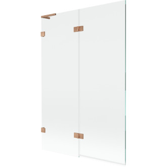 Mexen Lunar L vaňová zástena s 2 krídlami, ľavá, 120 x 150 cm, priehľadná, kartáčovaná meď - 897L-120-100-65-00-L
