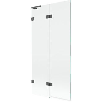 Mexen Lunar L 2dielna ľavá vaňová zástena 90 x 150 cm, priehľadná, kartáčovaná pištoľovo sivá - 897L-090-100-66-00-L