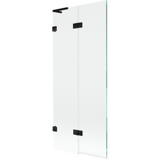 Mexen Lunar L 2dielna ľavá vaňová zástena 80 x 150 cm, priehľadná, čierna - 897L-080-100-70-00-L
