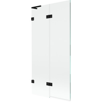 Mexen Lunar L 2dielna ľavá vaňová zástena 90 x 150 cm, priehľadná, čierna - 897L-090-100-70-00-L