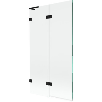 Mexen Lunar L 2dielna ľavá vaňová zástena 100 x 150 cm, priehľadná, čierna - 897L-100-100-70-00-L