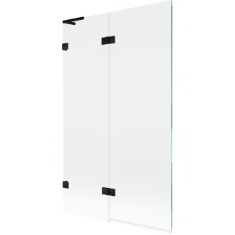Mexen Lunar L 2dielna ľavá vaňová zástena 110 x 150 cm, priehľadná, čierna - 897L-110-100-70-00-L