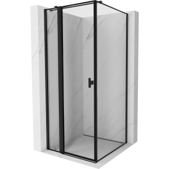 Mexen Mist T sprchovací kút s ľavým výklopným mechanizmom 95 x 95 cm, čierny rám, čierna - 8A4T-095-095-70-70-L