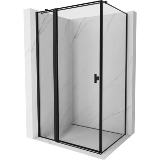 Mexen Mist T sprchovací kút s ľavým výklopným uzáverom 120 x 100 cm, čierny rám, čierna - 8A4T-120-100-70-70-L