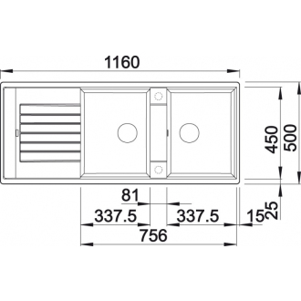 Blanco ZIA 8 S 515596 dvojdrez s odkvapom, obojstranný aluminium drez vstavaný