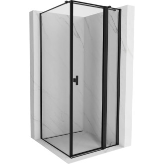 Sprchovací kút Mexen Mist T s pravými pántami 70 x 70 cm, čierny rám, čierna - 8A4T-070-070-70-70-P