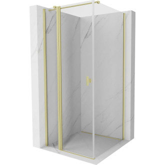 Sprchovací kút Mexen Mist T s výklopným mechanizmom 70 x 70 cm, priehľadný, kartáčované zlato - 8A4T-070-070-55-00