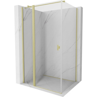 Sprchovací kút Mexen Mist T s výklopným mechanizmom 120 x 70 cm, priehľadný, kartáčované zlato - 8A4T-120-070-55-00