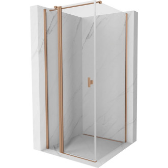 Sprchovací kút Mexen Mist T s výklopným mechanizmom 110 x 110 cm, priehľadný, kartáčovaná meď - 8A4T-110-110-65-00