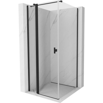 Sprchovací kút Mexen Mist T s výklopným mechanizmom 80 x 80 cm, priehľadný, čierny - 8A4T-080-080-70-00