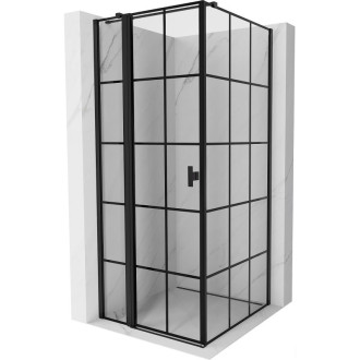 Mexen Mist T sprchovací kút s ľavým výklopným uzáverom 90 x 90 cm, čierny rošt, čierna - 8A4T-090-090-70-77-L
