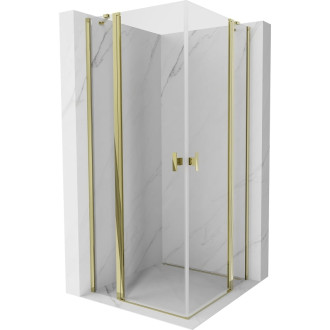 Sprchovací kút Mexen Mist Duo s výklopným mechanizmom 70 x 70 cm, priehľadný, zlatý - 8A4-070-070-50-00