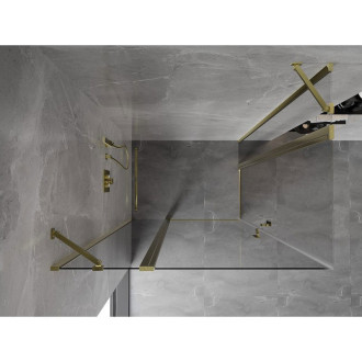 Sprchovací kút Mexen Mist Duo s výklopným mechanizmom 90 x 75 cm, priehľadný, zlatý - 8A4-090-075-50-00
