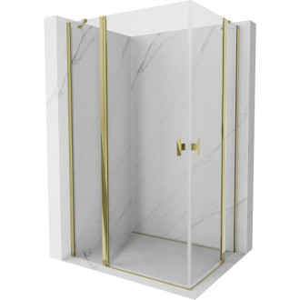 Sprchovací kút Mexen Mist Duo s výklopným mechanizmom 95 x 80 cm, priehľadný, zlatý - 8A4-095-080-50-00