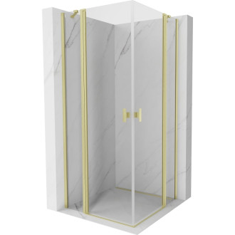 Sprchovací kút Mexen Mist Duo s výklopným mechanizmom 120 x 120 cm, priehľadný, kartáčované zlato - 8A4-120-120-55-00