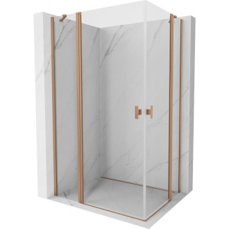 Sprchovací kút Mexen Mist Duo s výklopným mechanizmom 105 x 80 cm, priehľadný, kartáčovaná meď - 8A4-105-080-65-00