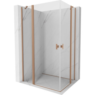 Sprchovací kút Mexen Mist Duo s výklopným mechanizmom 120 x 80 cm, priehľadný, kartáčovaná meď - 8A4-120-080-65-00