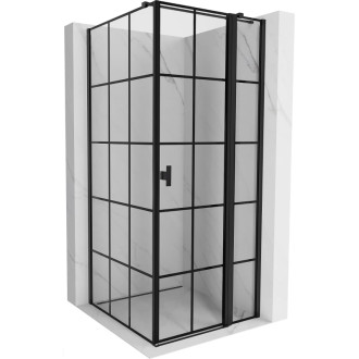 Sprchovací kút Mexen Mist T s pravým pántom 80 x 80 cm, čierny rošt, čierna - 8A4T-080-080-70-77-P