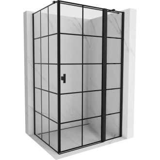 Sprchovací kút Mexen Mist T s pravým pántom 90 x 80 cm, čierny rošt, čierna - 8A4T-090-080-70-77-P