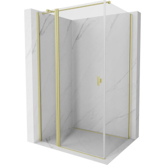 Sprchovací kút Mexen Mist T s výklopným mechanizmom 80 x 90 cm, priehľadný, kartáčované zlato - 8A4T-080-090-55-00