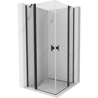 Sprchovací kút Mexen Mist Duo s výklopným mechanizmom 70 x 70 cm, priehľadný, čierny - 8A4-070-070-70-00